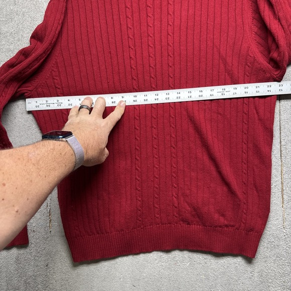 Eddie Bauer cable knit crew neck sweater red classic cotton cashmere men's large - Picture 5 of 9